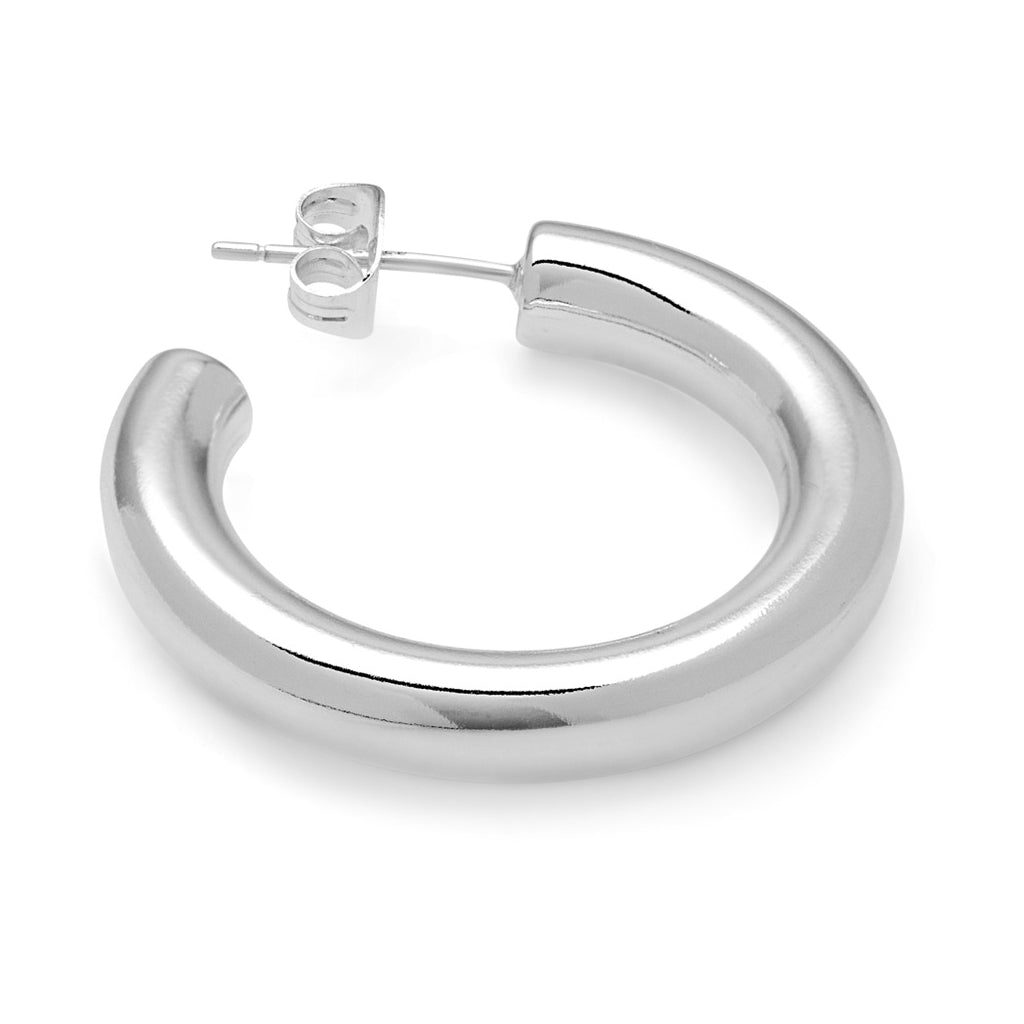 LULU Copenhagen Non Hoops Chunky Medium paar glänzend Hoops Silver Plated