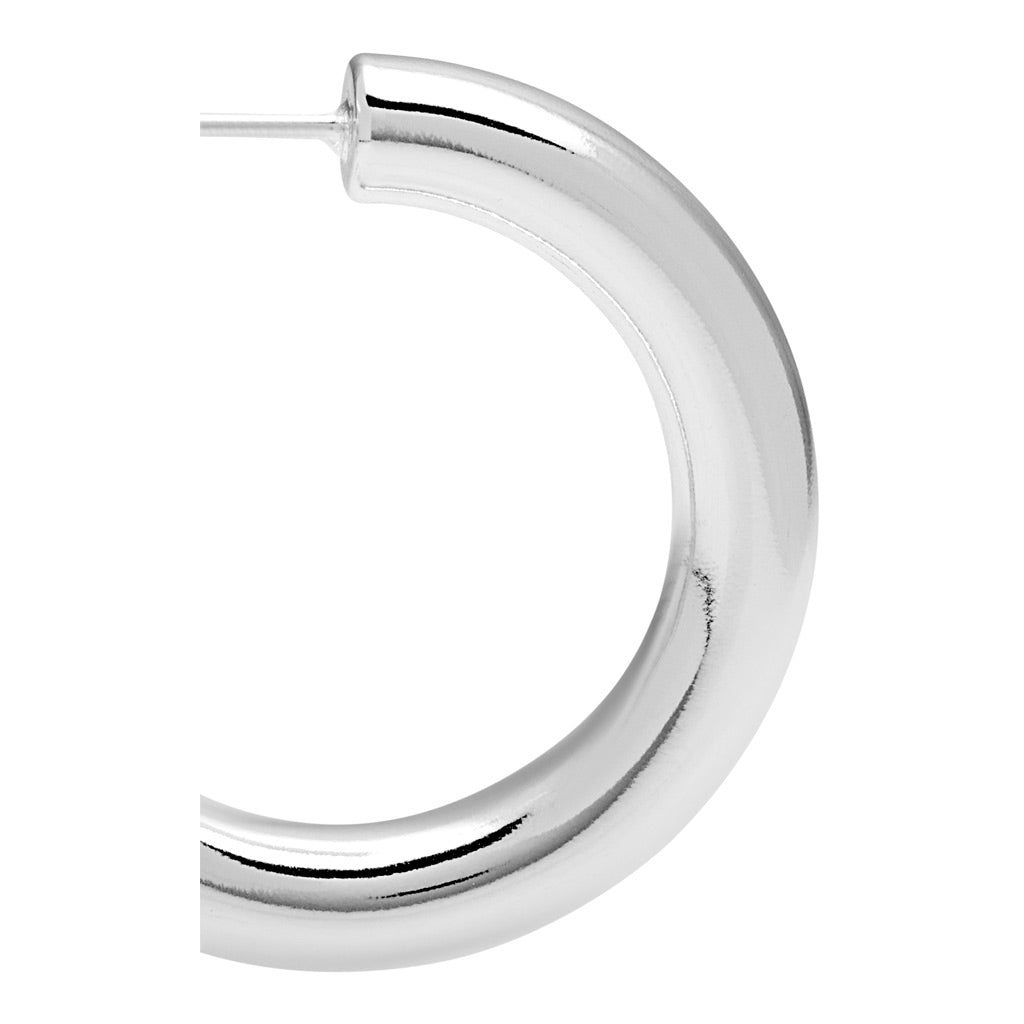 LULU Copenhagen Non Hoops Chunky Medium paar glänzend Hoops Silver Plated
