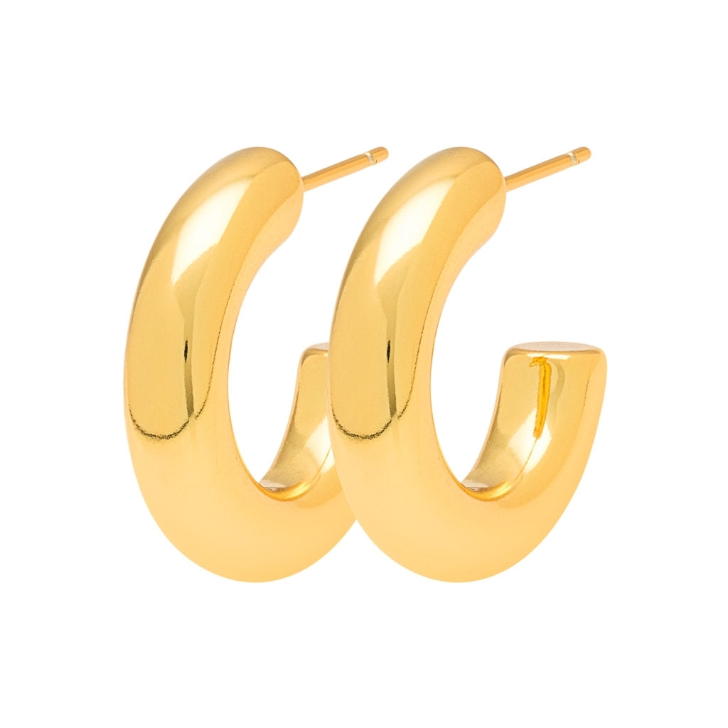 LULU Copenhagen Non Hoops Chunky Small paar glänzend Hoops Vergoldet