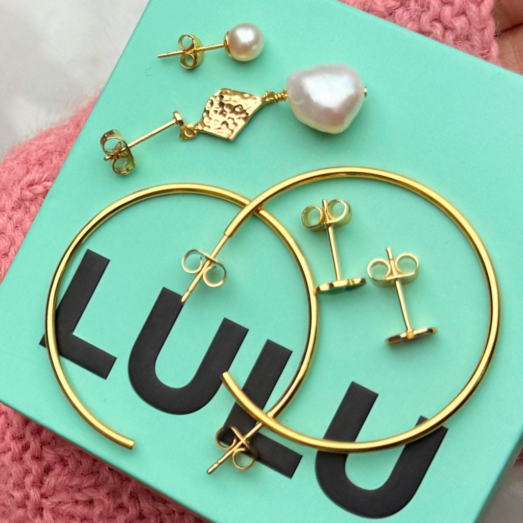 LULU Copenhagen Non Hoops Large paar glänzend Hoops Vergoldet