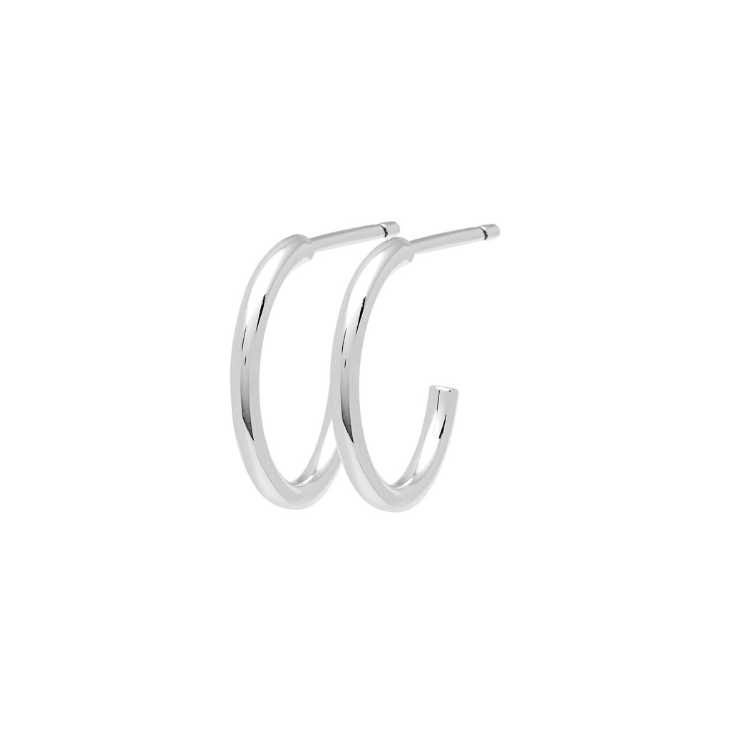 LULU Copenhagen Non Hoops Small paar glänzend Hoops Silver Plated