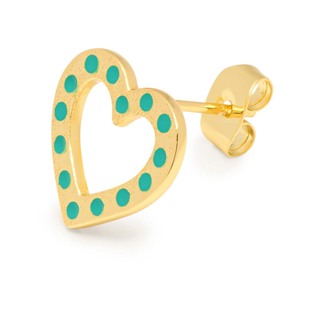 LULU Copenhagen OMG Heart Ohrring 1 stück vergoldet Ear stud, 1 pcs Hellgrün