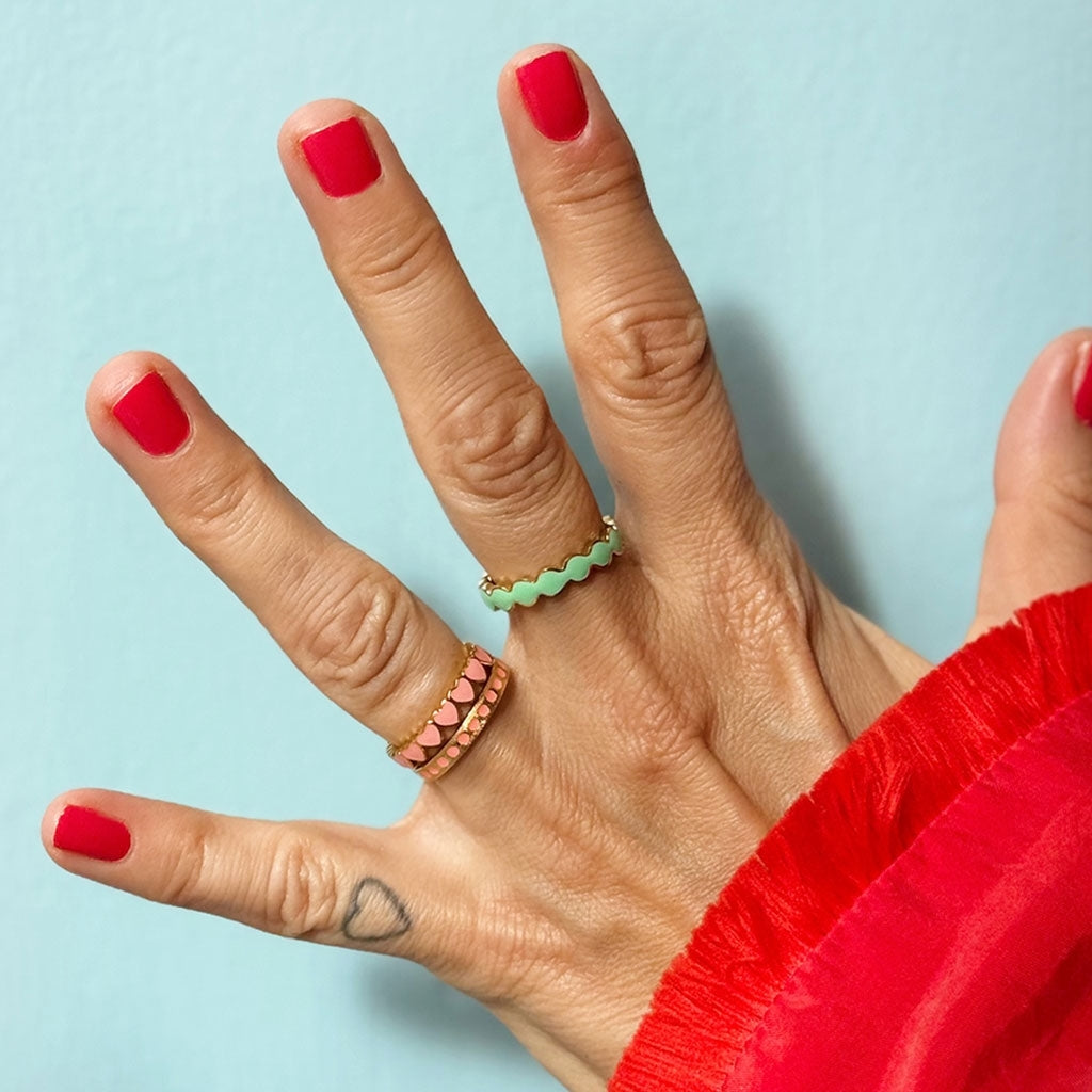 LULU Copenhagen Pattern Ring vergoldet Rings Burnt Coral