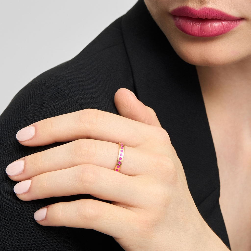 LULU Copenhagen Pattern Ring vergoldet Rings Electric Fuchsia Pink