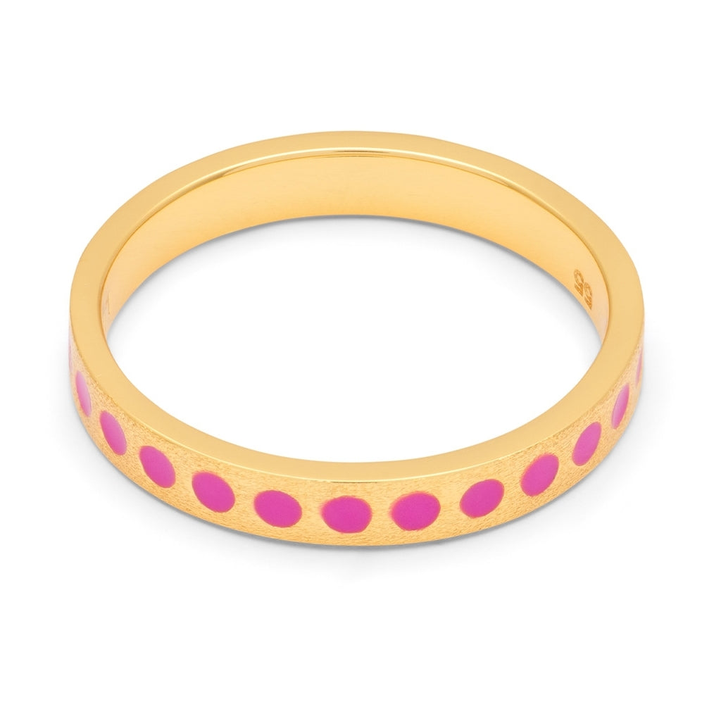LULU Copenhagen Pattern Ring vergoldet Rings Electric Fuchsia Pink