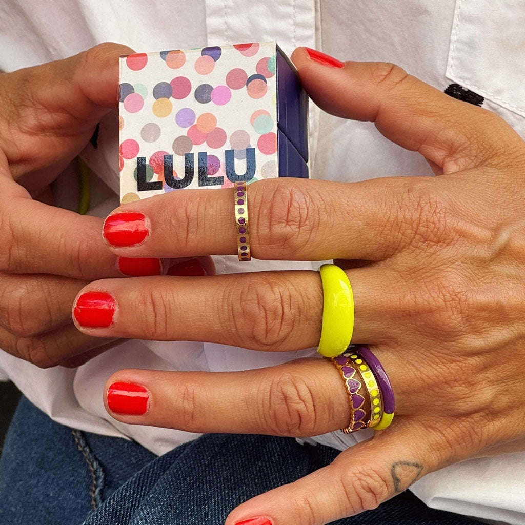 LULU Copenhagen Pattern Ring vergoldet Rings Purple Harvest