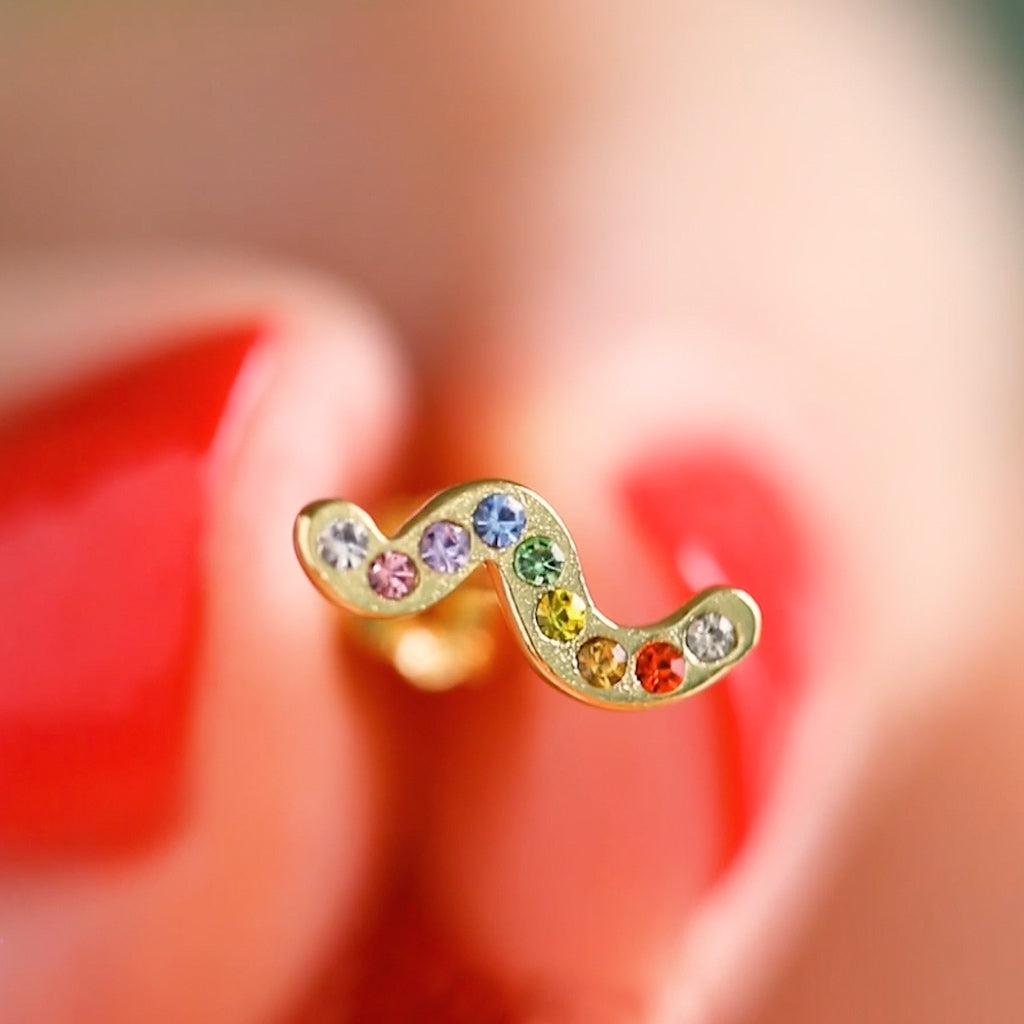 LULU Copenhagen Snaky Ohrring 1 stück vergoldet Ear stud, 1 pcs Rainbow
