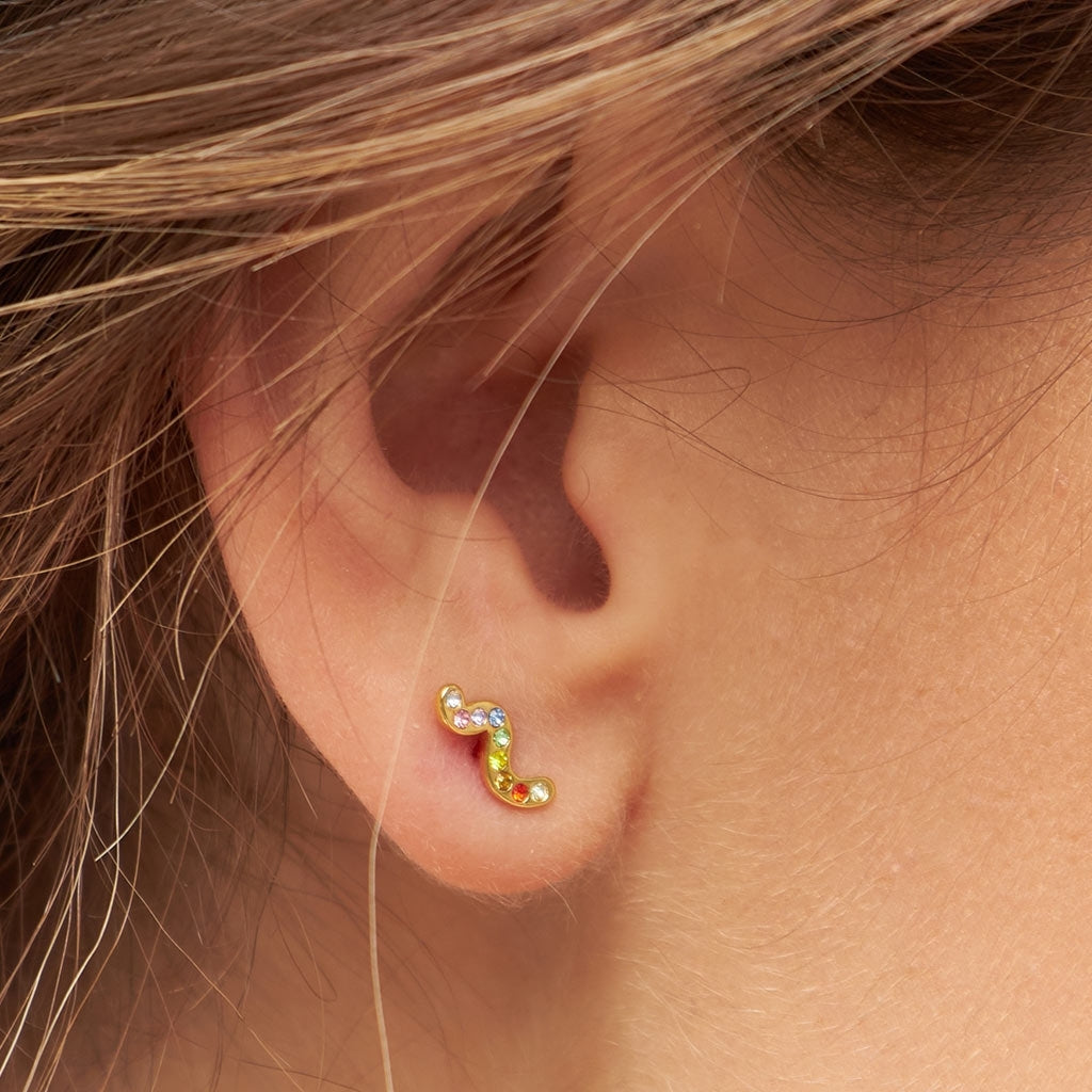 LULU Copenhagen Snaky Ohrring 1 stück vergoldet Ear stud, 1 pcs Rainbow