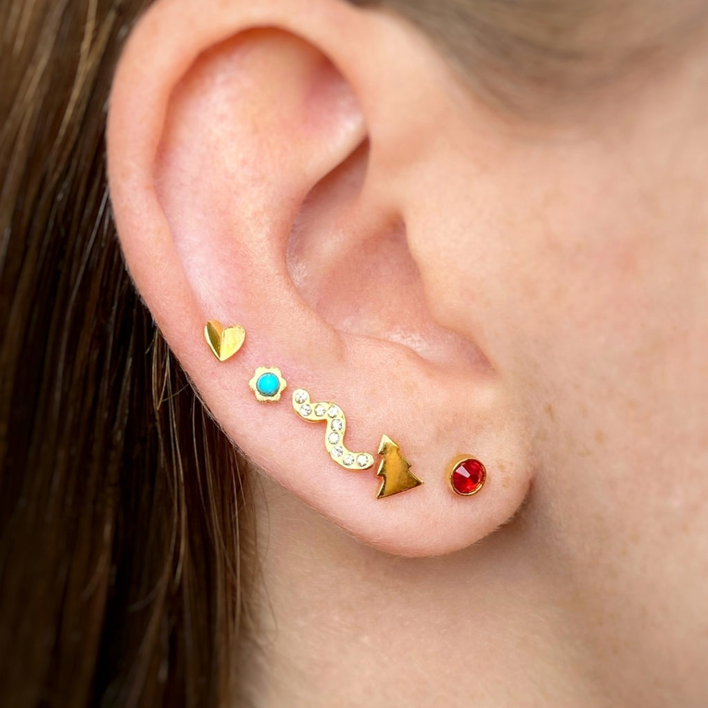 LULU Copenhagen Snaky Ohrring 1 stück vergoldet Ear stud, 1 pcs Weiß