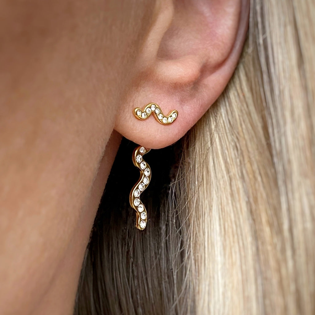 LULU Copenhagen Snaky Ohrring 1 stück vergoldet Ear stud, 1 pcs Weiß