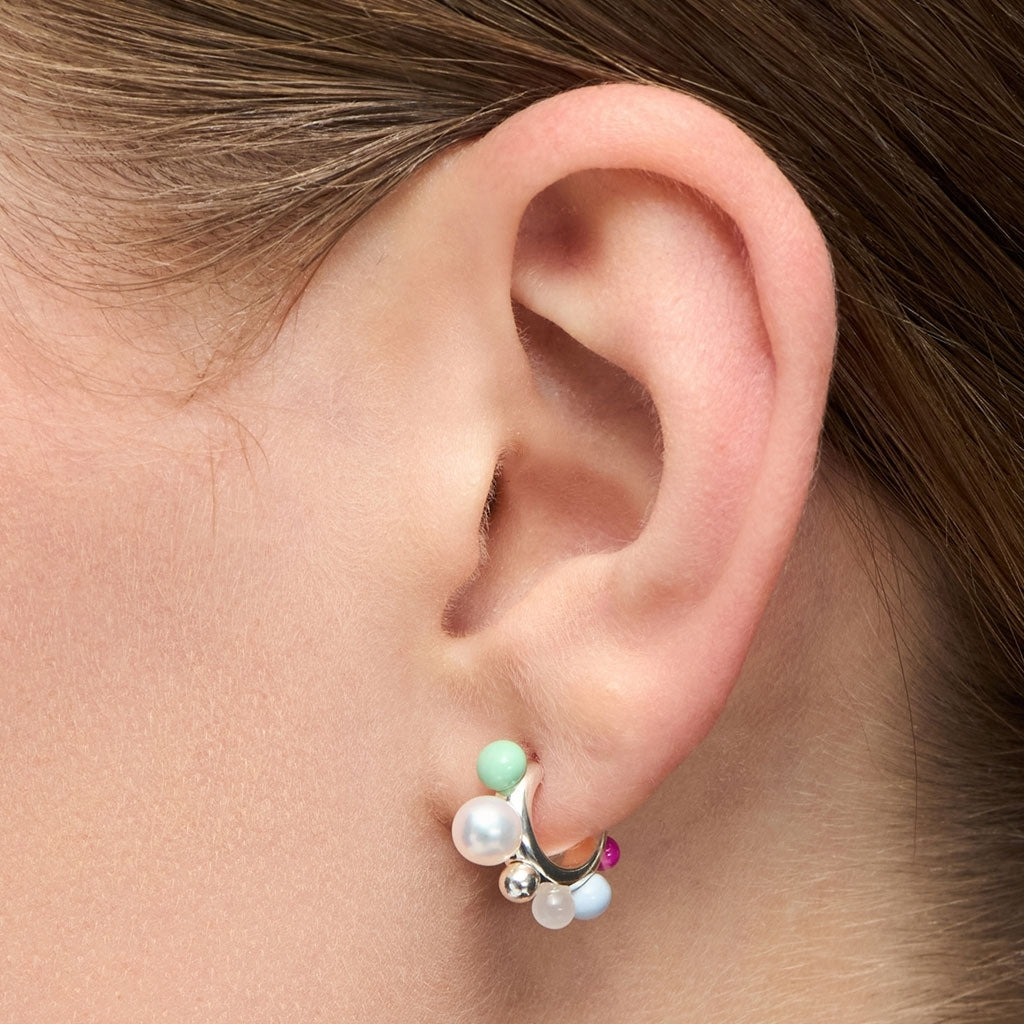 LULU Copenhagen Space Hoops Paar versilbert Hoops Skyride Blue