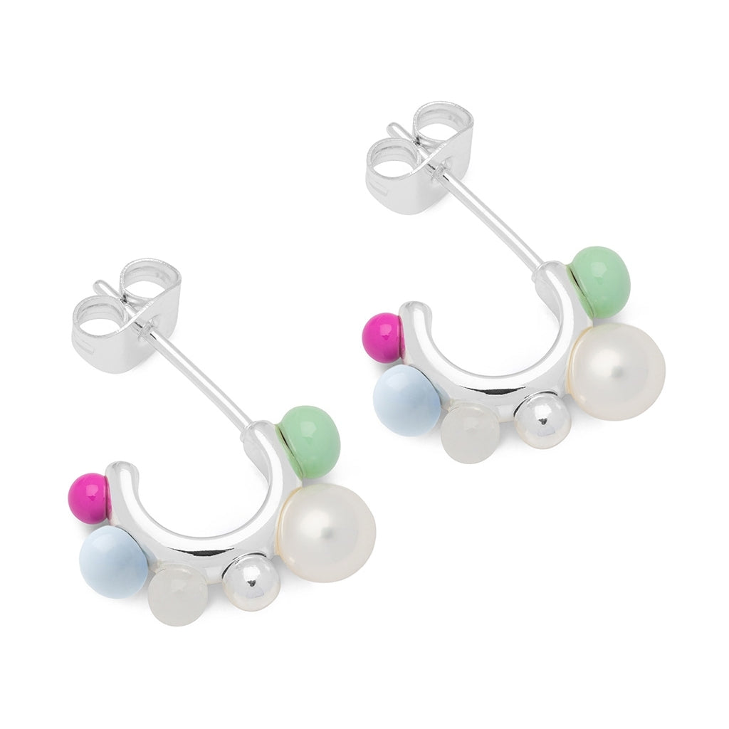 LULU Copenhagen Space Hoops Paar versilbert Hoops Skyride Blue