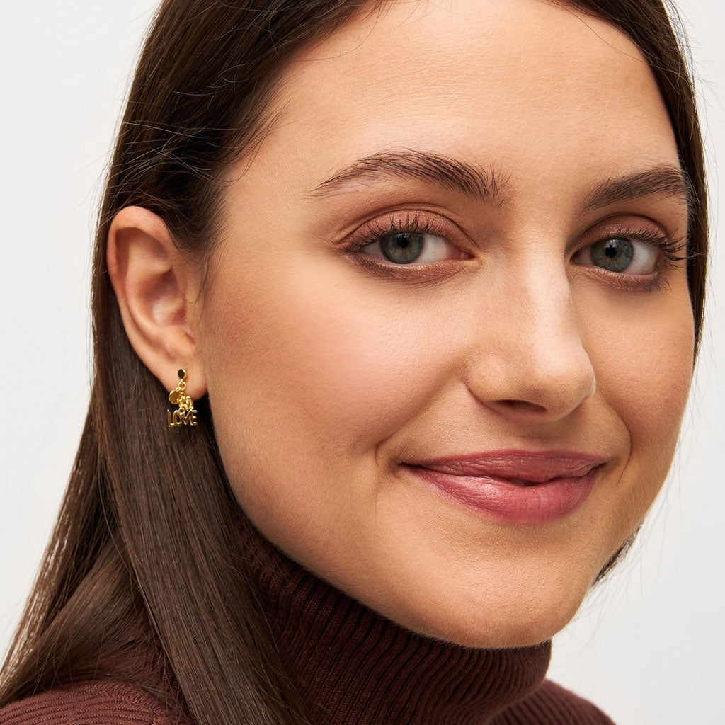 LULU Copenhagen Word Love Dangling Ohrring 1 stück Ear stud, 1 pcs Vergoldet