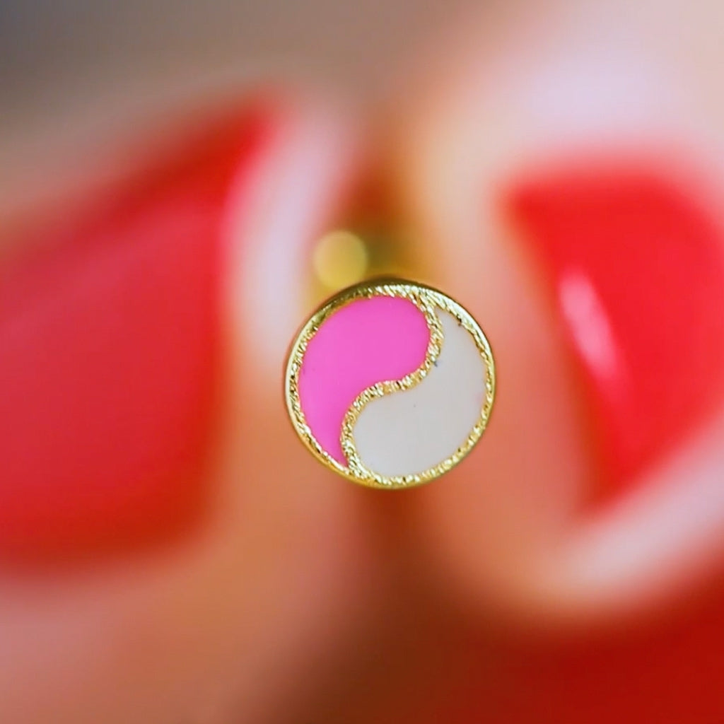 LULU Copenhagen Yin Yang Ohrring 1 stück Ear stud, 1 pcs Pink/Buttercream