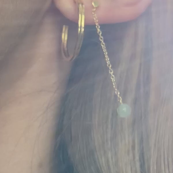 LULU Copenhagen Natural Stone Chain Ohrring 1 stück Ear stud, 1 pcs Hellgrün - Video preview