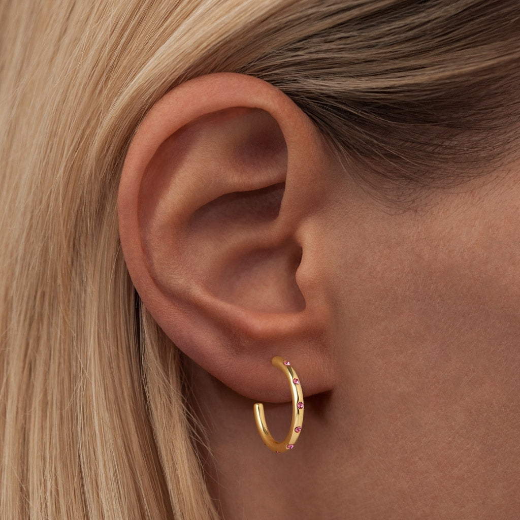 LULU Copenhagen OMG Creolen Medium paar vergoldetes Hoops Rose