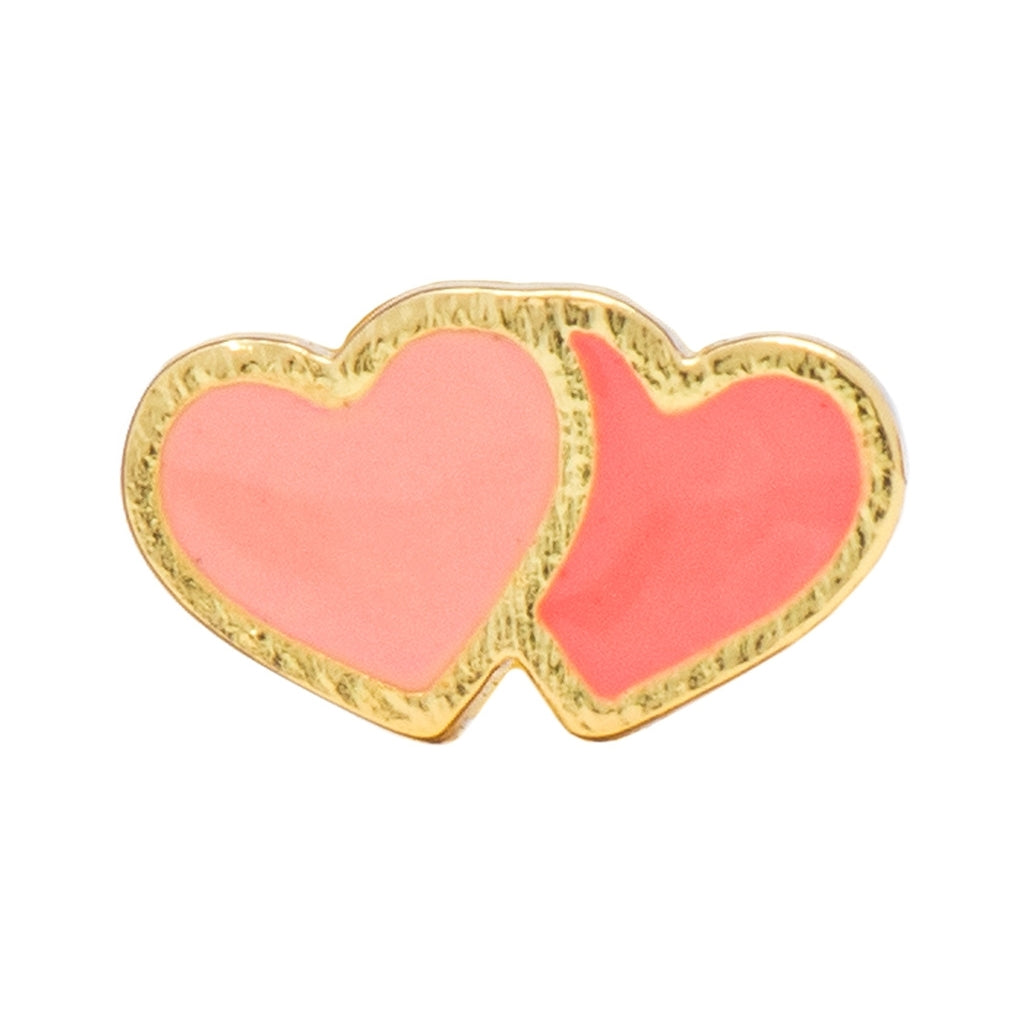 LULU Copenhagen 2Hearts Ohrring 1 stück vergoldet Ear stud, 1 pcs Burnt Coral-Orange Coral