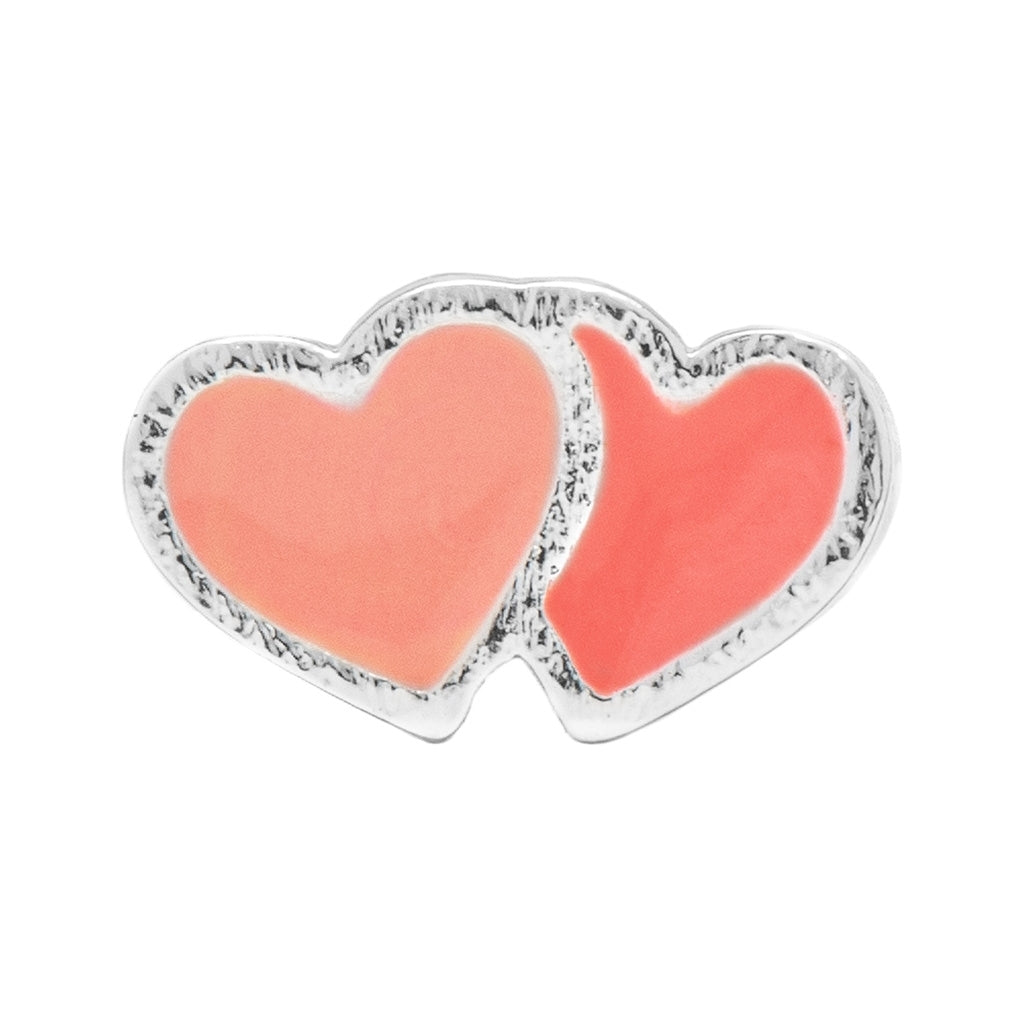 LULU Copenhagen 2Hearts Ohrring 1 stück versilbert Ear stud, 1 pcs Burnt Coral-Orange Coral