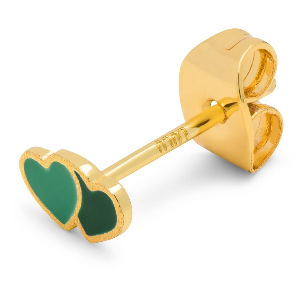 LULU Copenhagen 2Hearts Ohrring 1 stück vergoldet Ear stud, 1 pcs Green/Light Green