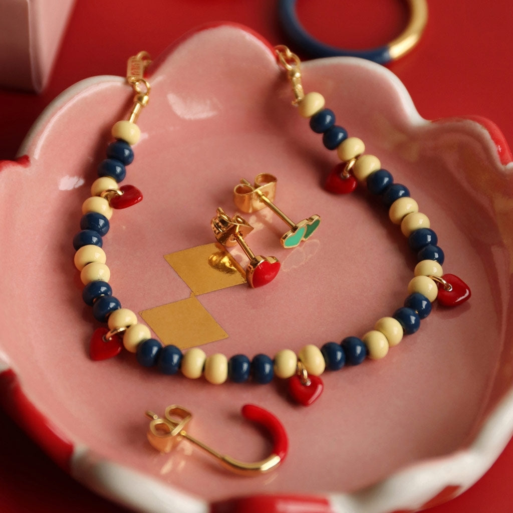 LULU Copenhagen 2Hearts Ohrring 1 stück vergoldet Ear stud, 1 pcs Green/Light Green