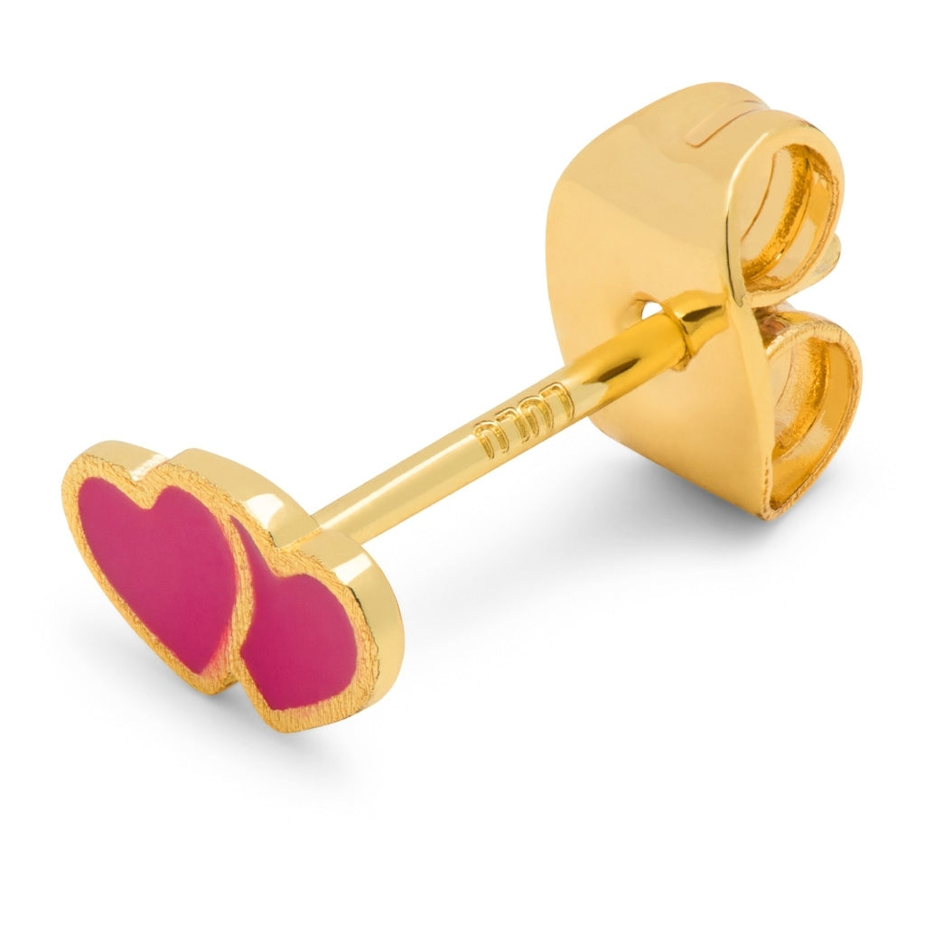 LULU Copenhagen 2Hearts Ohrring 1 stück vergoldet Ear stud, 1 pcs Plum