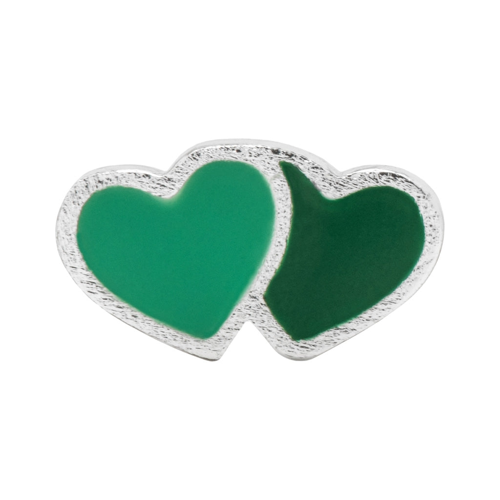 LULU Copenhagen 2Hearts Ohrring 1 stück versilbert Ear stud, 1 pcs Green/Light Green