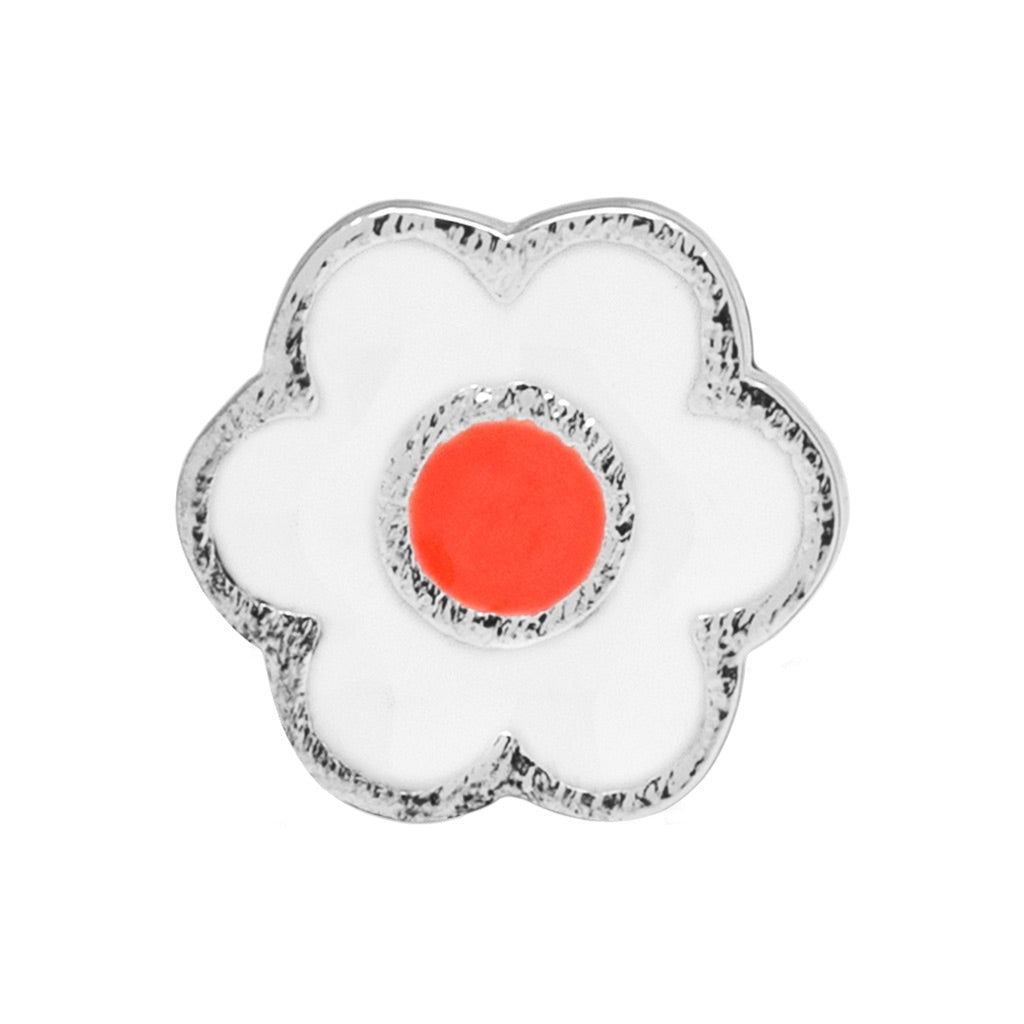 LULU Copenhagen Anemone Ohrring 1 stück versilbert Ear stud, 1 pcs Orange/Coral - White