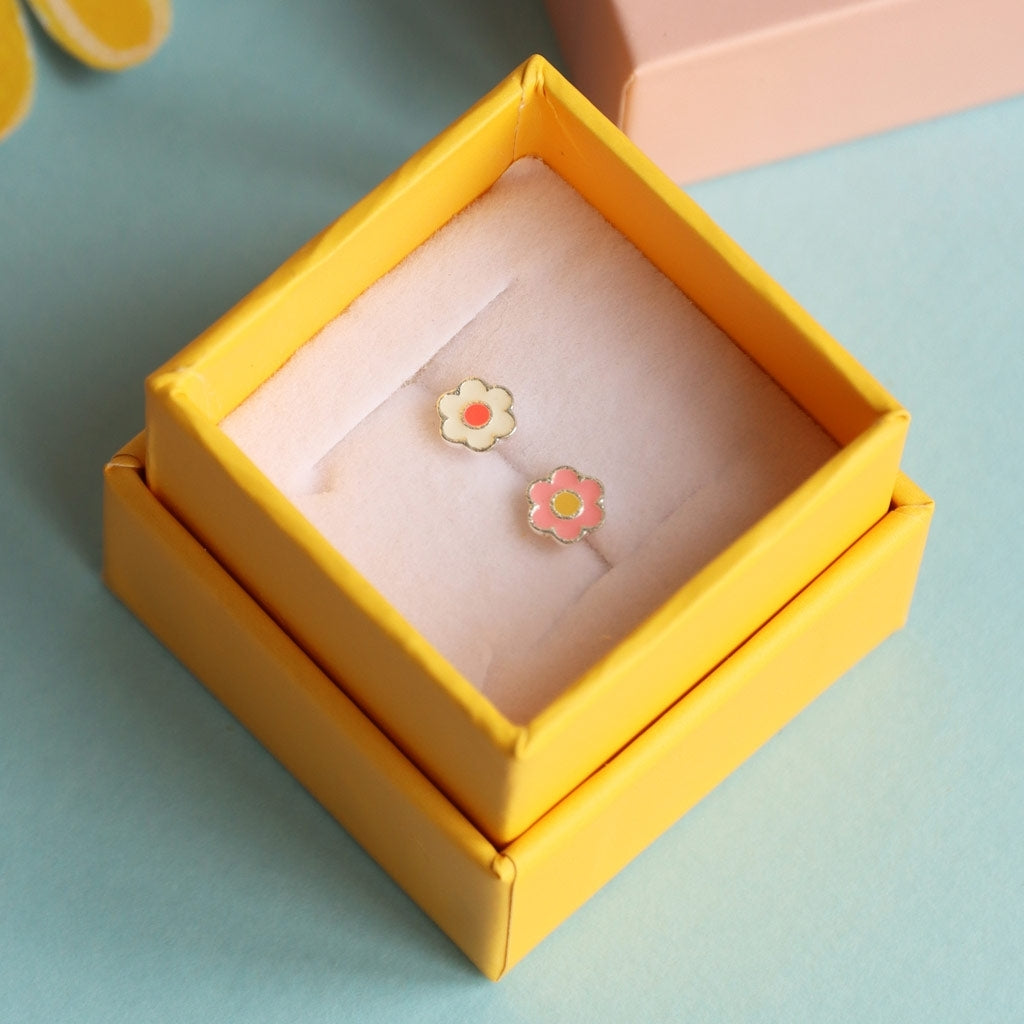 LULU Copenhagen Anemone Ohrring 1 stück vergoldet Ear stud, 1 pcs Orange/Coral - White