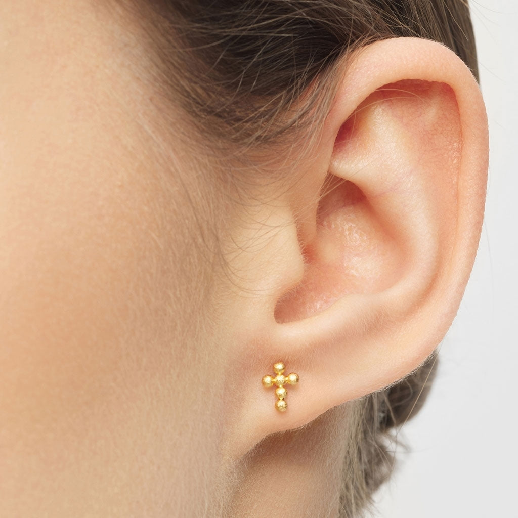 LULU Copenhagen Bouquet Cross 1 stück Ear stud, 1 pcs Vergoldet