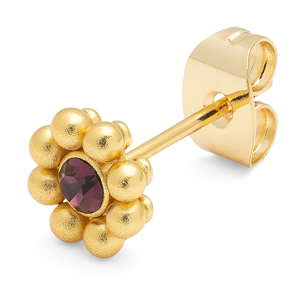 LULU Copenhagen Bouquet Crystal Flower 1 stück - Vergoldetes Ear stud, 1 pcs Amethyst