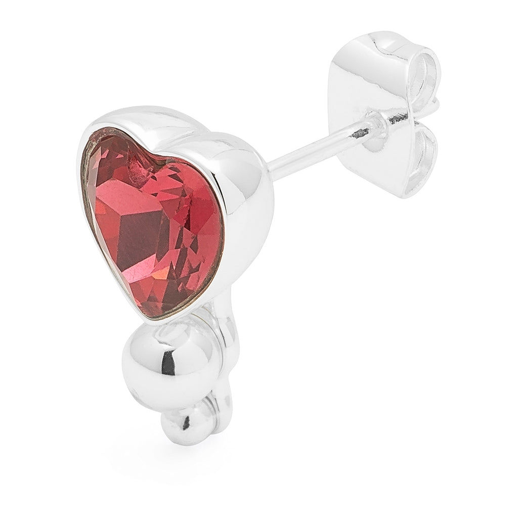 LULU Copenhagen Bouquet Crystal Heart Ohrring 1 stück Ear stud, 1 pcs Silver Plated