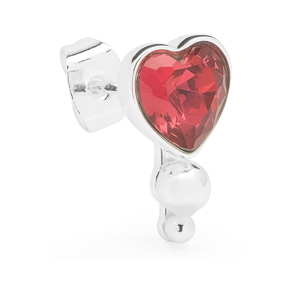 LULU Copenhagen Bouquet Crystal Heart Ohrring 1 stück Ear stud, 1 pcs Silver Plated