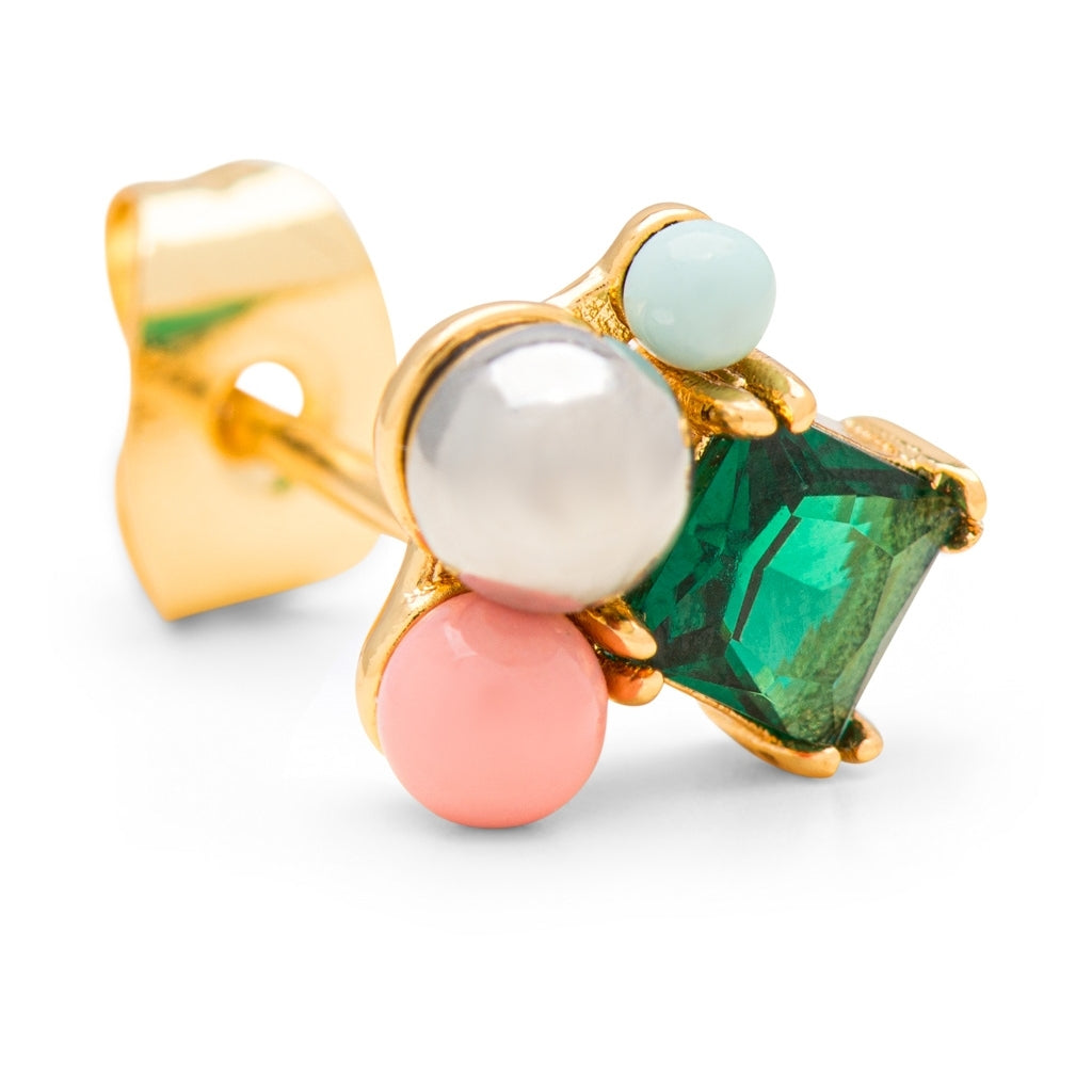 LULU Copenhagen Bouquet Green Bling Ohrring 1 stück Ear stud, 1 pcs Vergoldet