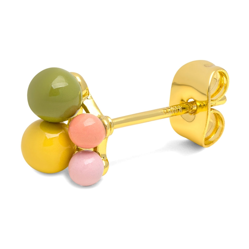 LULU Copenhagen Bouquet Green Yellow Ohrring 1 stück Ear stud, 1 pcs Vergoldet