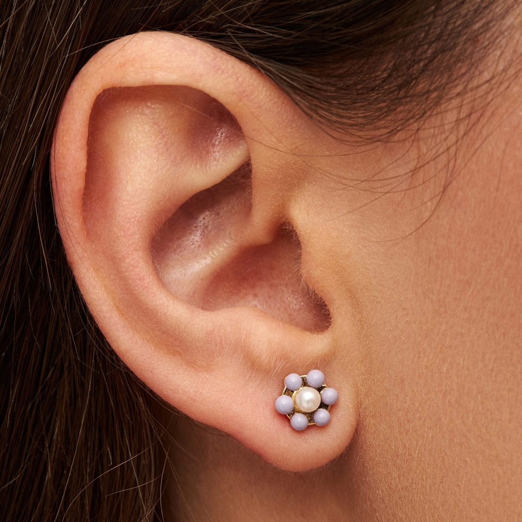 LULU Copenhagen Bouquet Purple Flower Ohrring 1 stück Ear stud, 1 pcs Vergoldet