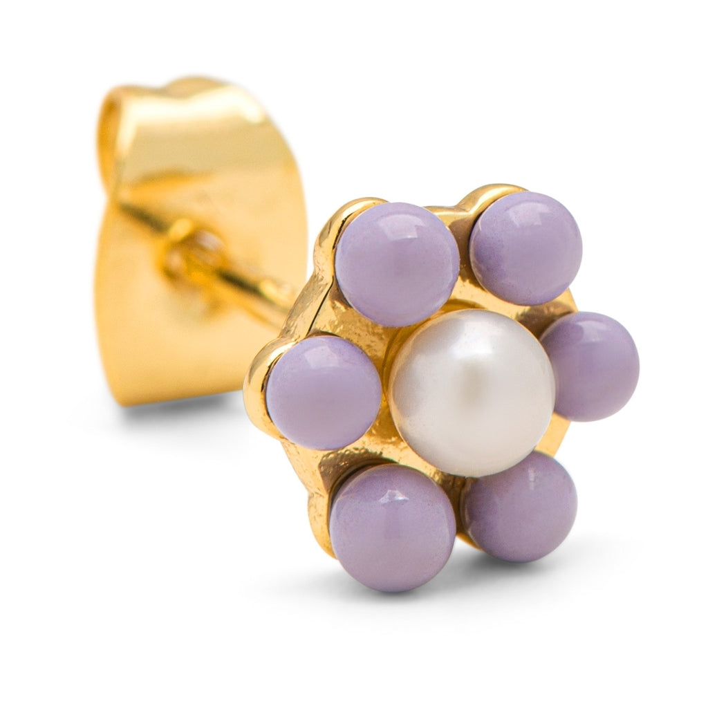 LULU Copenhagen Bouquet Purple Flower Ohrring 1 stück Ear stud, 1 pcs Vergoldet