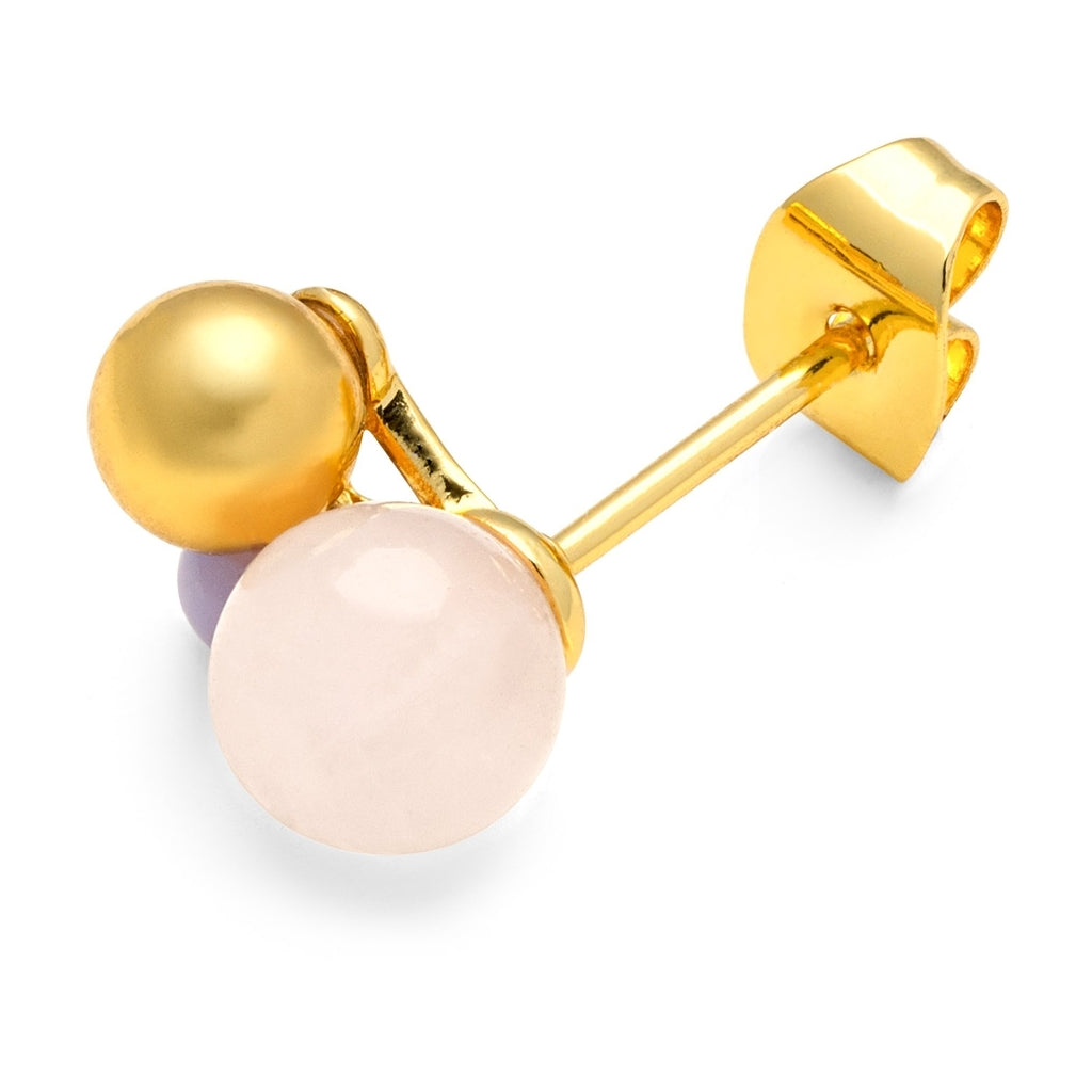LULU Copenhagen Bouquet Rose Quartz Ohrring 1 stück Ear stud, 1 pcs Vergoldet
