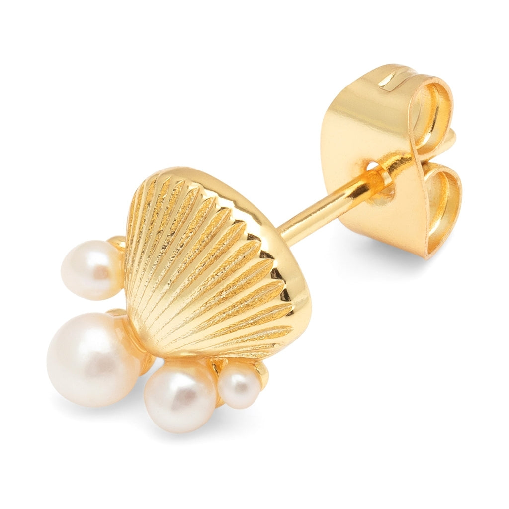 LULU Copenhagen Bouquet Shell & Pearls Ohrring 1 stück Ear stud, 1 pcs Vergoldet