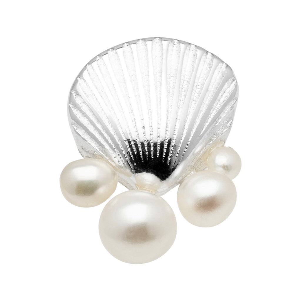 LULU Copenhagen Bouquet Shell & Pearls Ohrring 1 stück Ear stud, 1 pcs Silver Plated