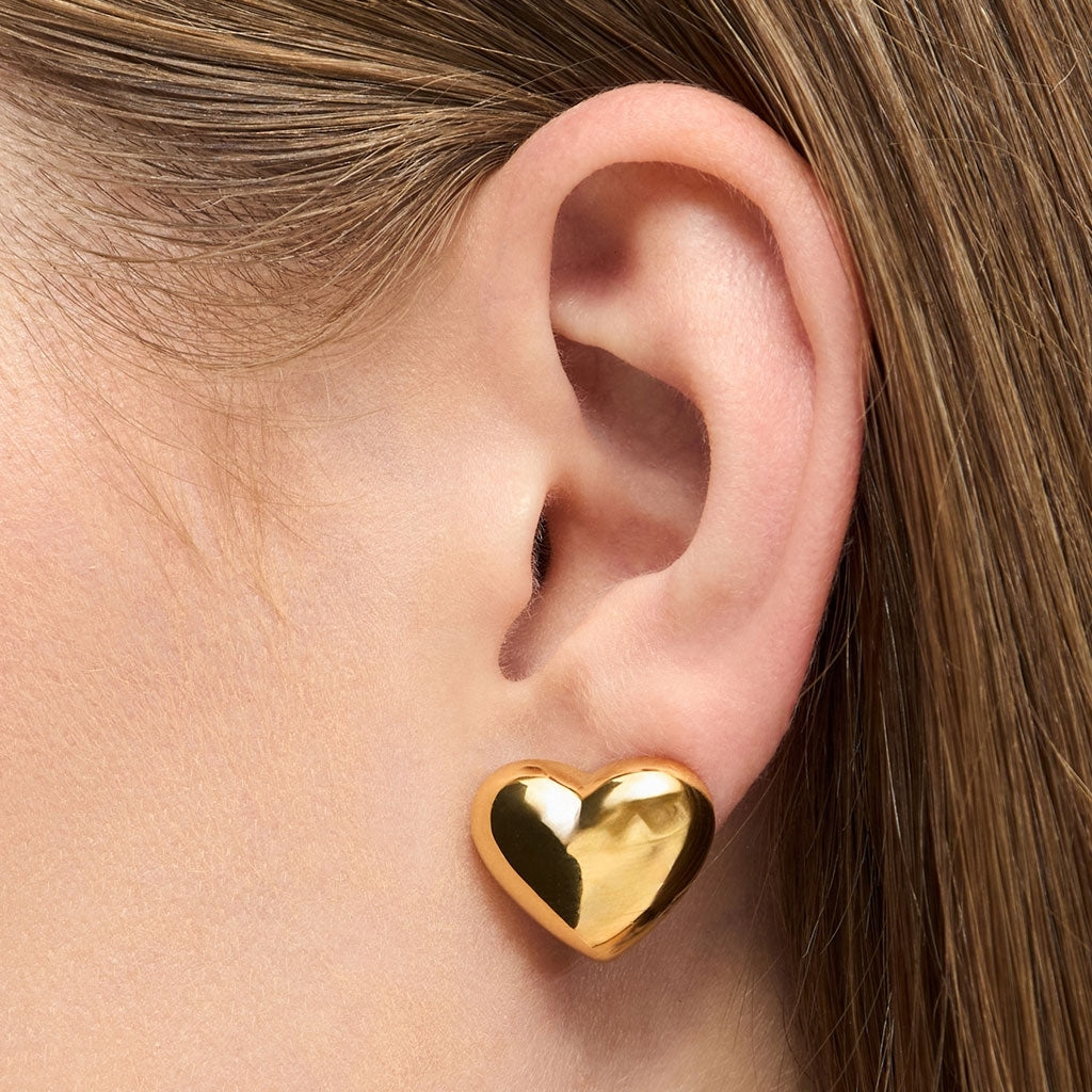 LULU Copenhagen Bubble Heart Ohrring 1 Stück - vergoldet Ear stud, 1 pcs Vergoldet