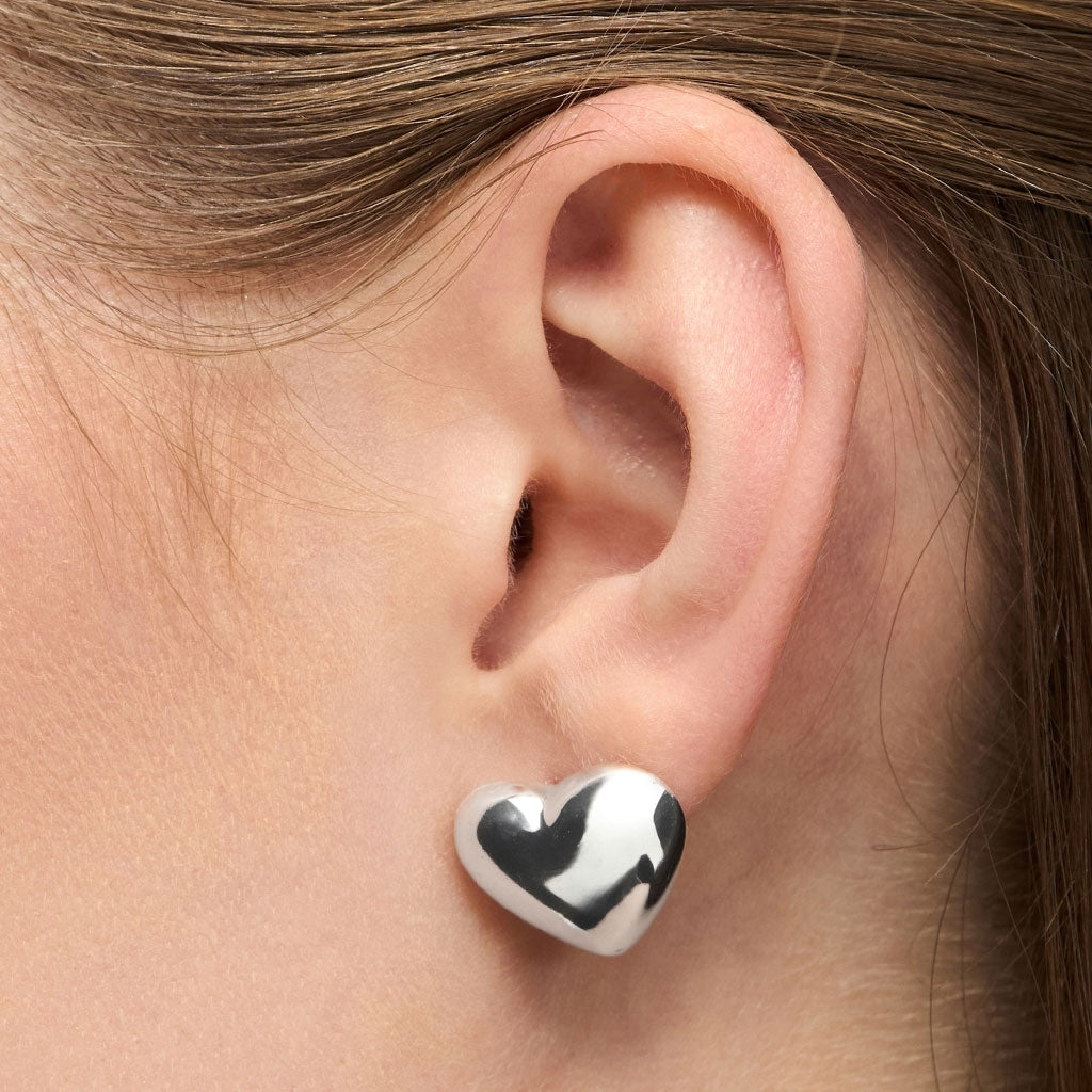 LULU Copenhagen Bubble Heart Ohrring 1 Stück - versilbert Ear stud, 1 pcs Silver Plated