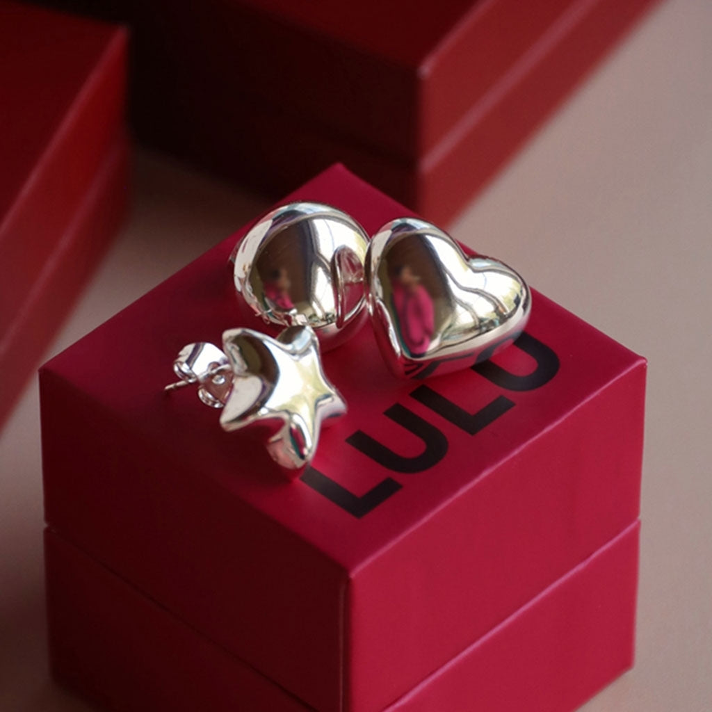 LULU Copenhagen Bubble Heart Ohrring 1 Stück - versilbert Ear stud, 1 pcs Silver Plated