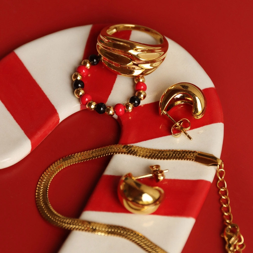 LULU Copenhagen Chunky Drop Hoops paar - vergoldet Hoops Vergoldet