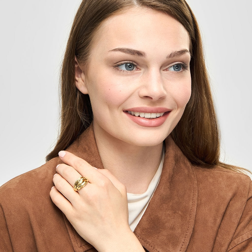 LULU Copenhagen Chunky Silk Ring - vergoldet Rings