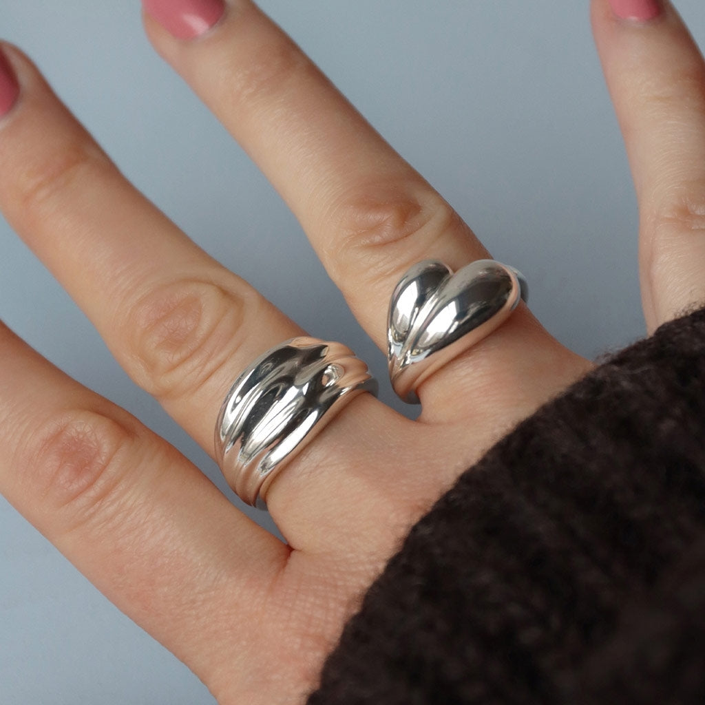 LULU Copenhagen Chunky Soft Drops Ring - Silber Rings Silber