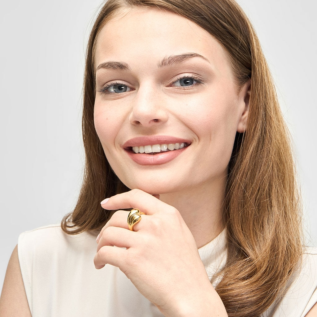 LULU Copenhagen Chunky Soft Drops Ring - vergoldet Rings Vergoldet