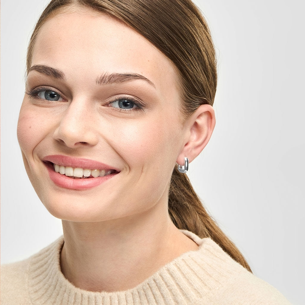 LULU Copenhagen Chunky Square Hoops paar - versilbert Hoops Silver Plated