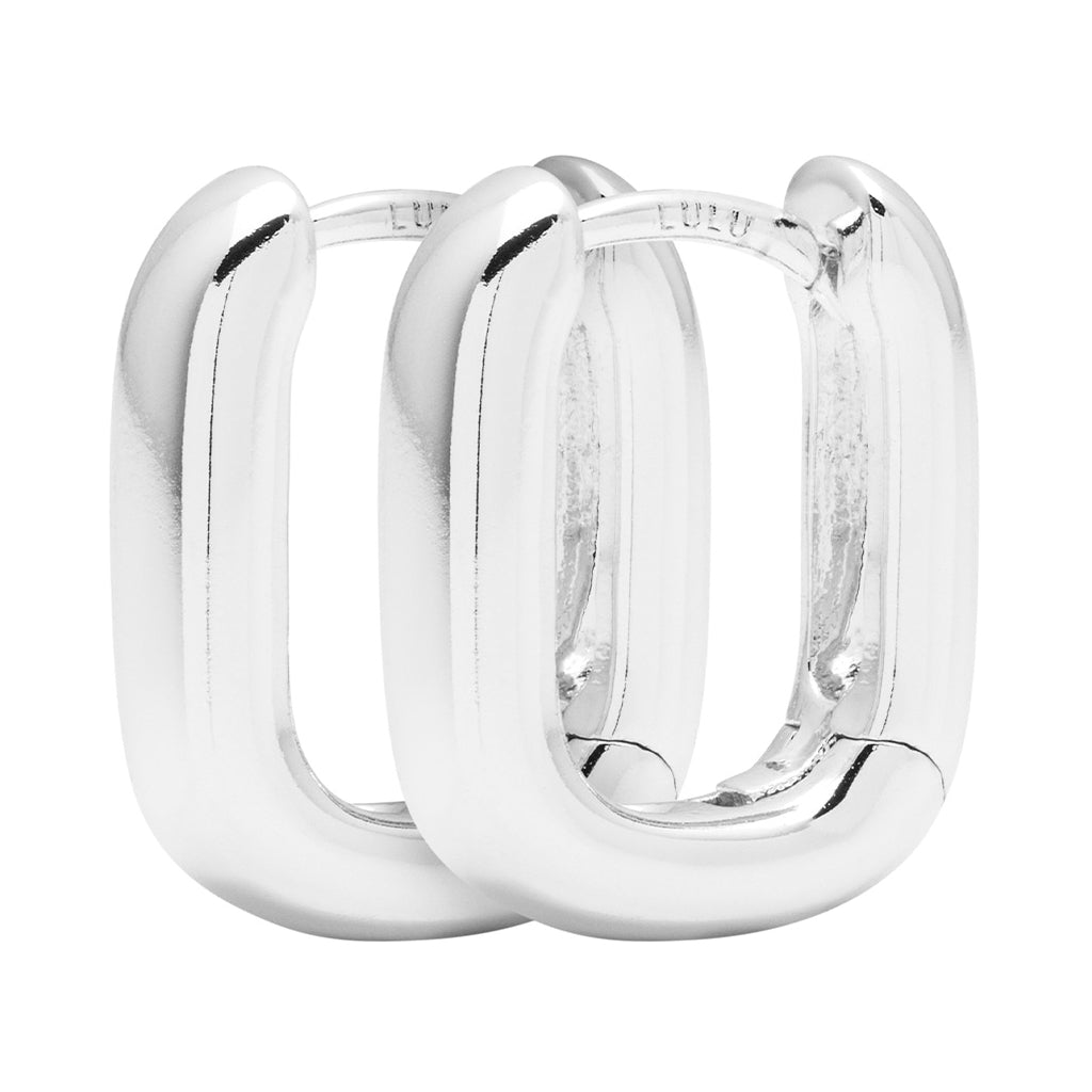 LULU Copenhagen Chunky Square Hoops paar - versilbert Hoops Silver Plated