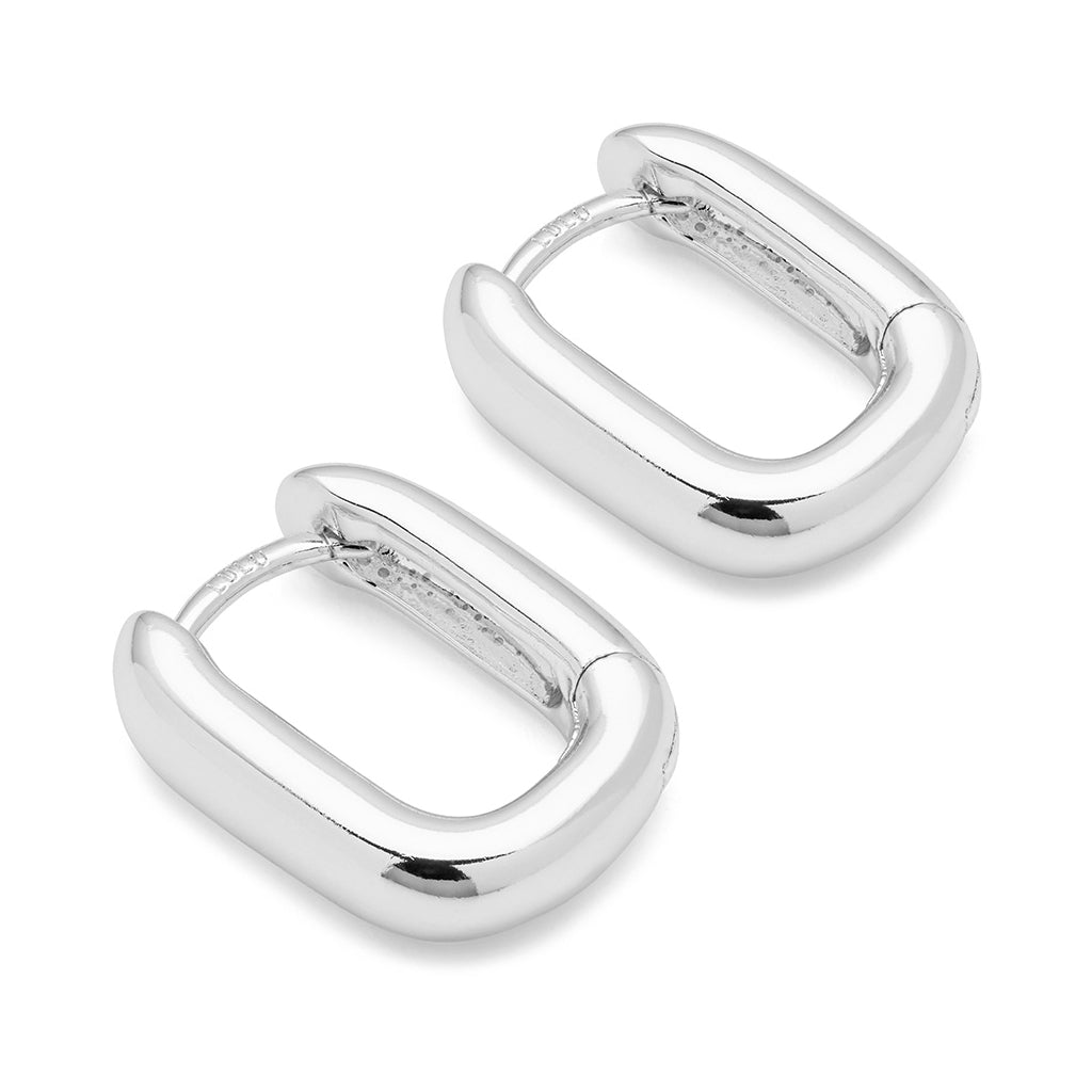 LULU Copenhagen Chunky Square Hoops paar - versilbert Hoops Silver Plated