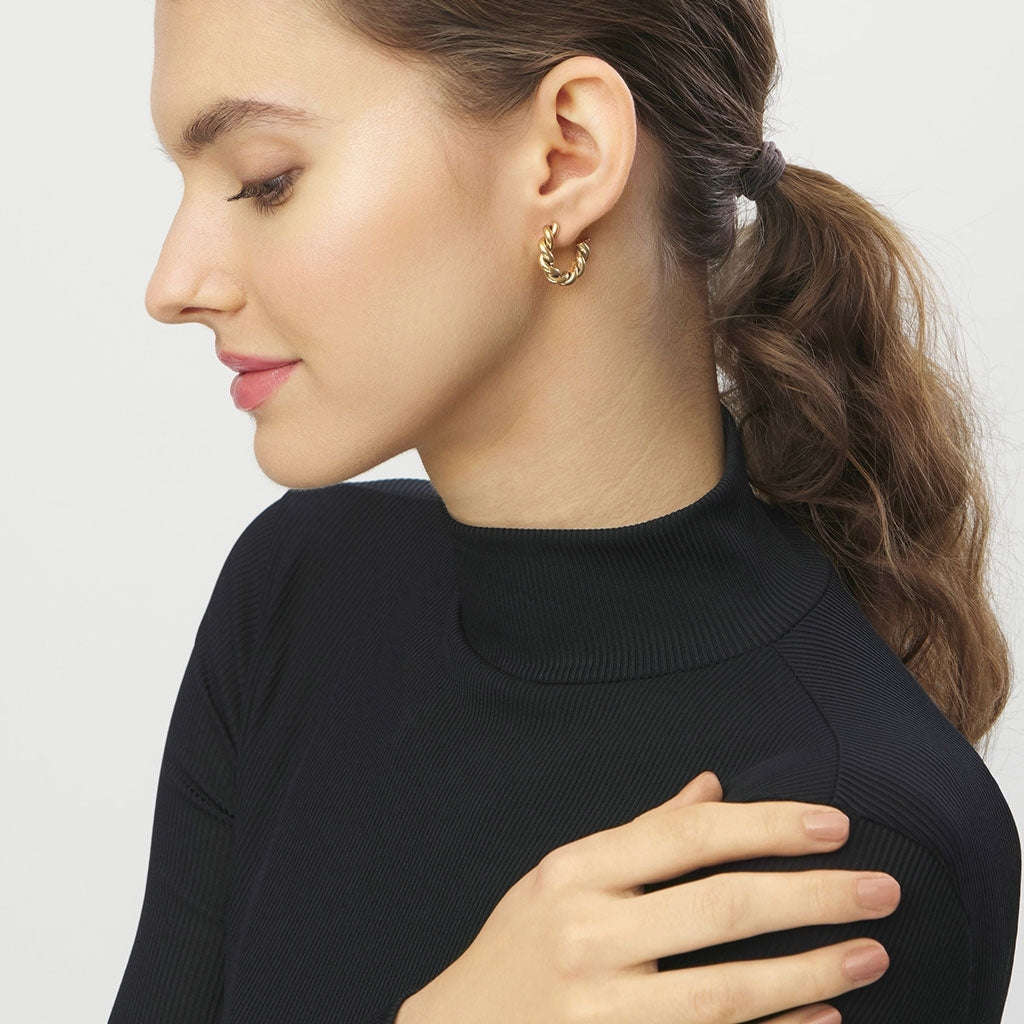 LULU Copenhagen Chunky Twisted Hoops paar - vergoldet Hoops Vergoldet